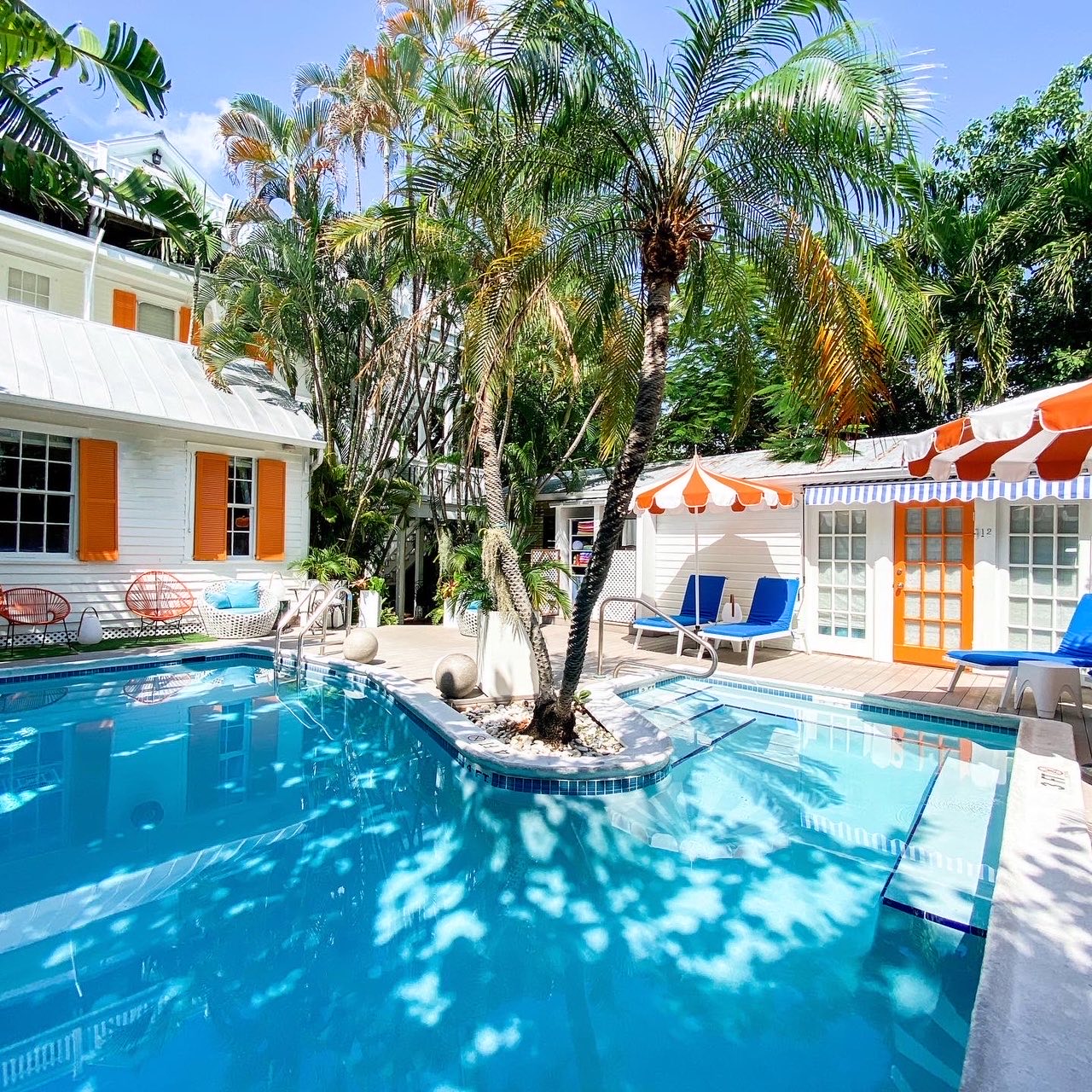 The pool under the palms at Marrero's Guest Mansion